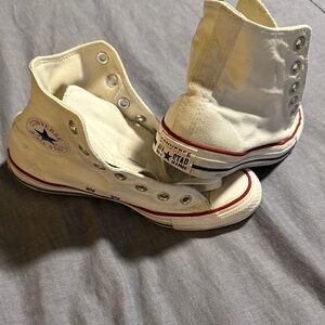 Converse Chuck Taylor All Star High-Top Sneakers in White with Red Trim